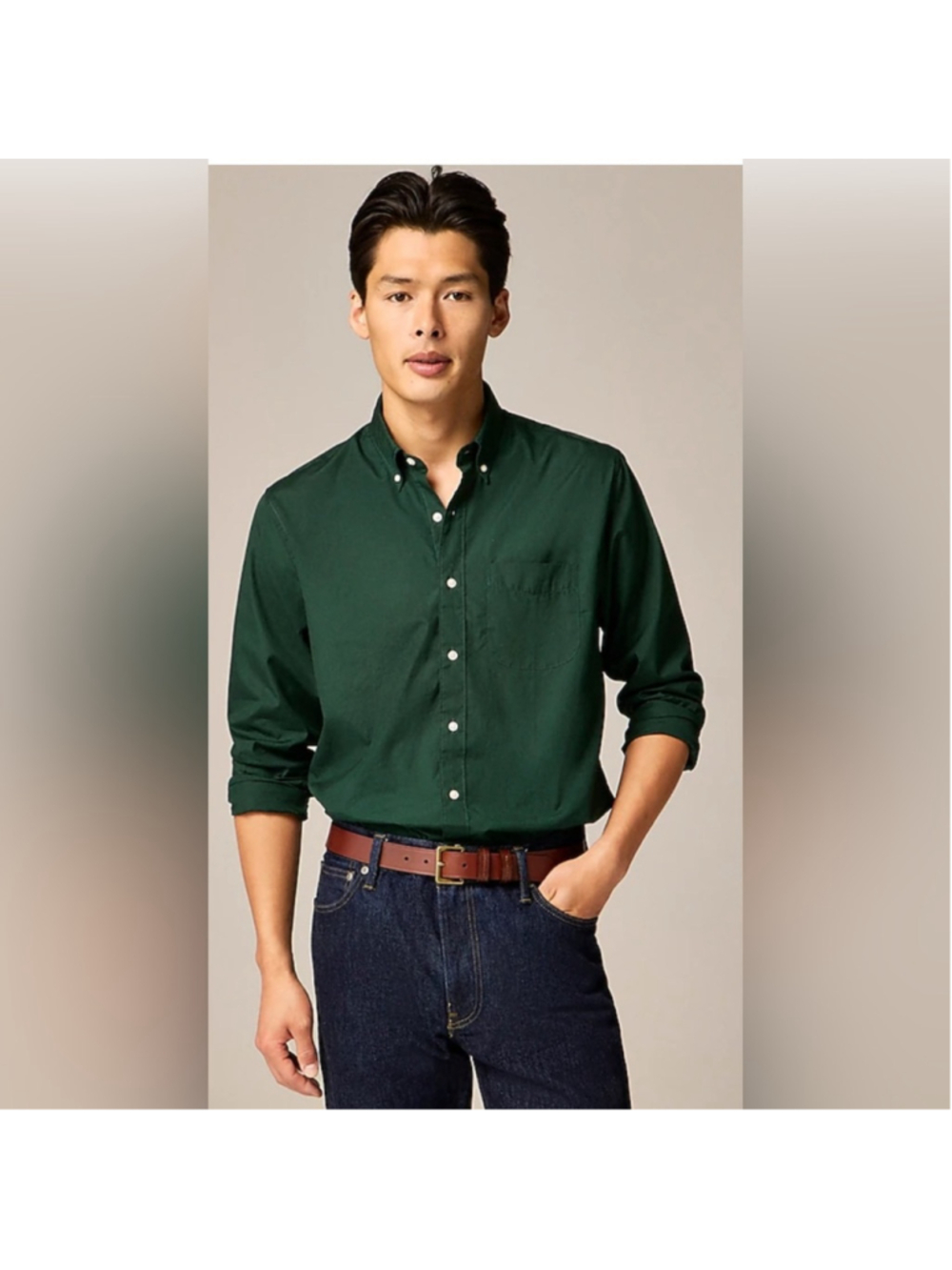 J. Crew factory Men's Green button down Shirt size small classic flex washed